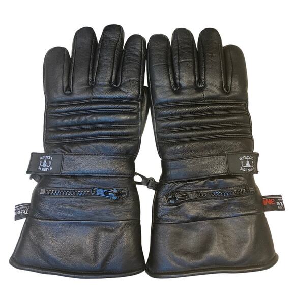 Barney’s Leather Thinsulate Black Cold Weather Motorcycle Riding Gloves Sz S - Picture 1 of 9